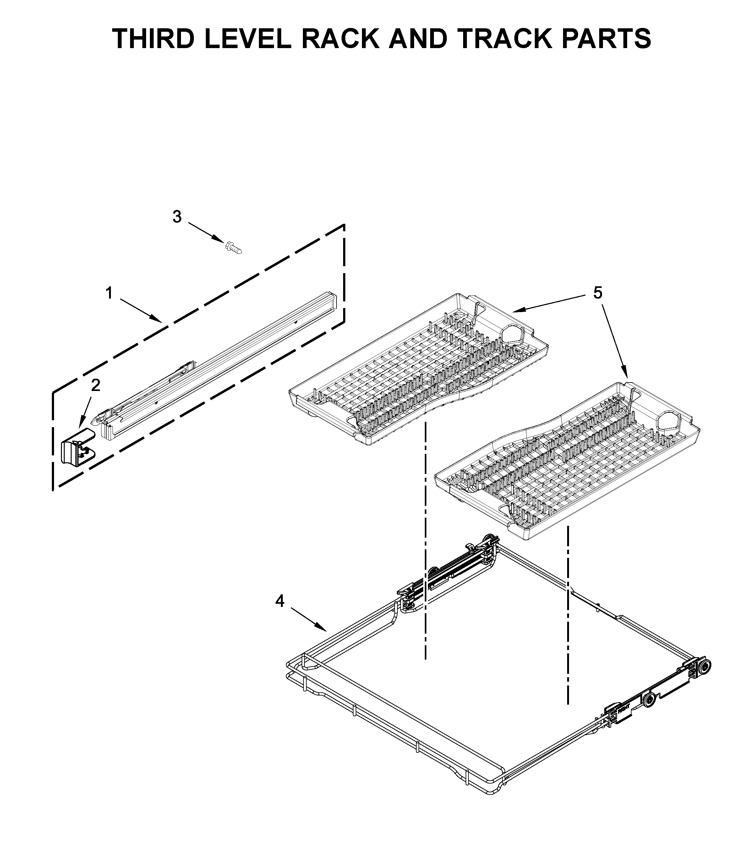 Third level rack and track parts