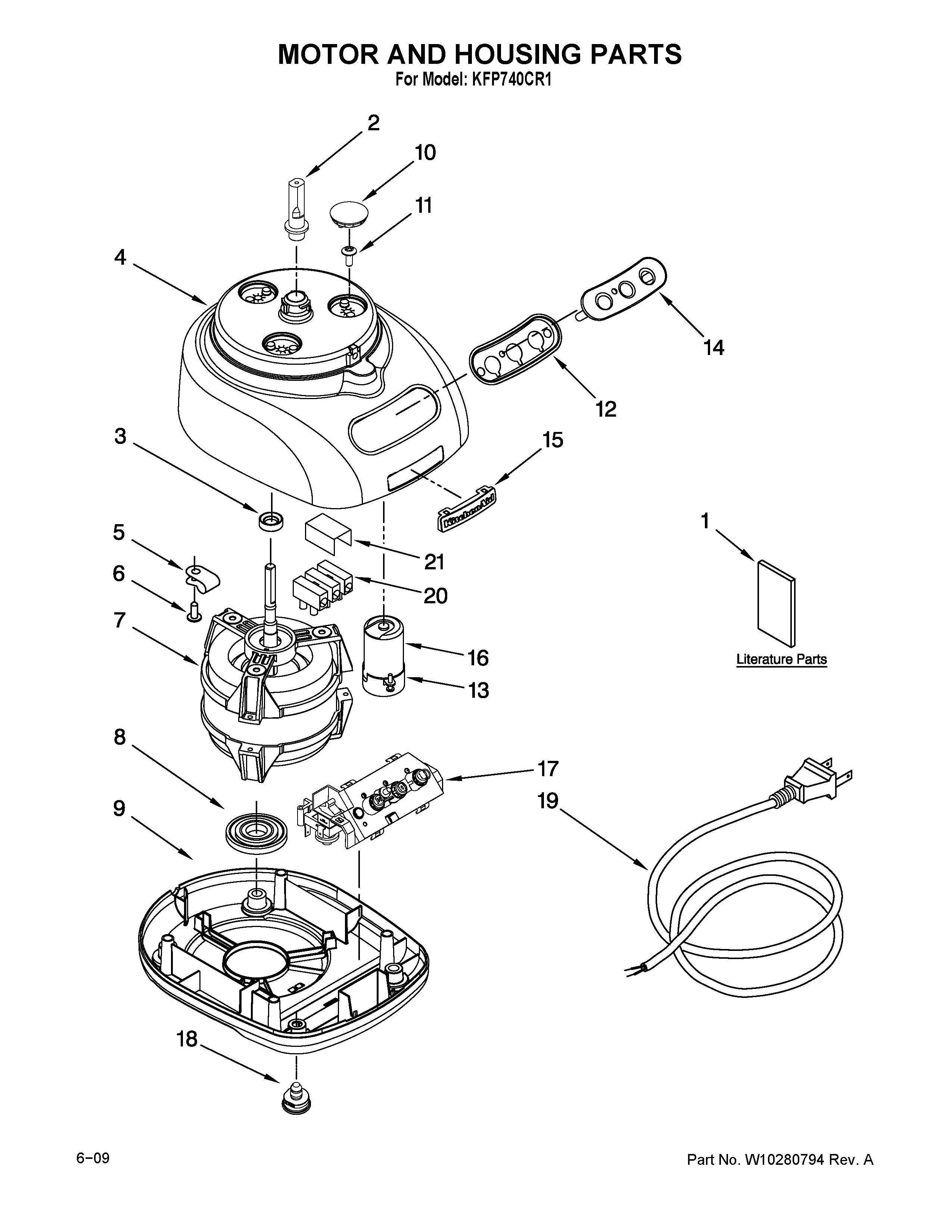 Motor and housing parts