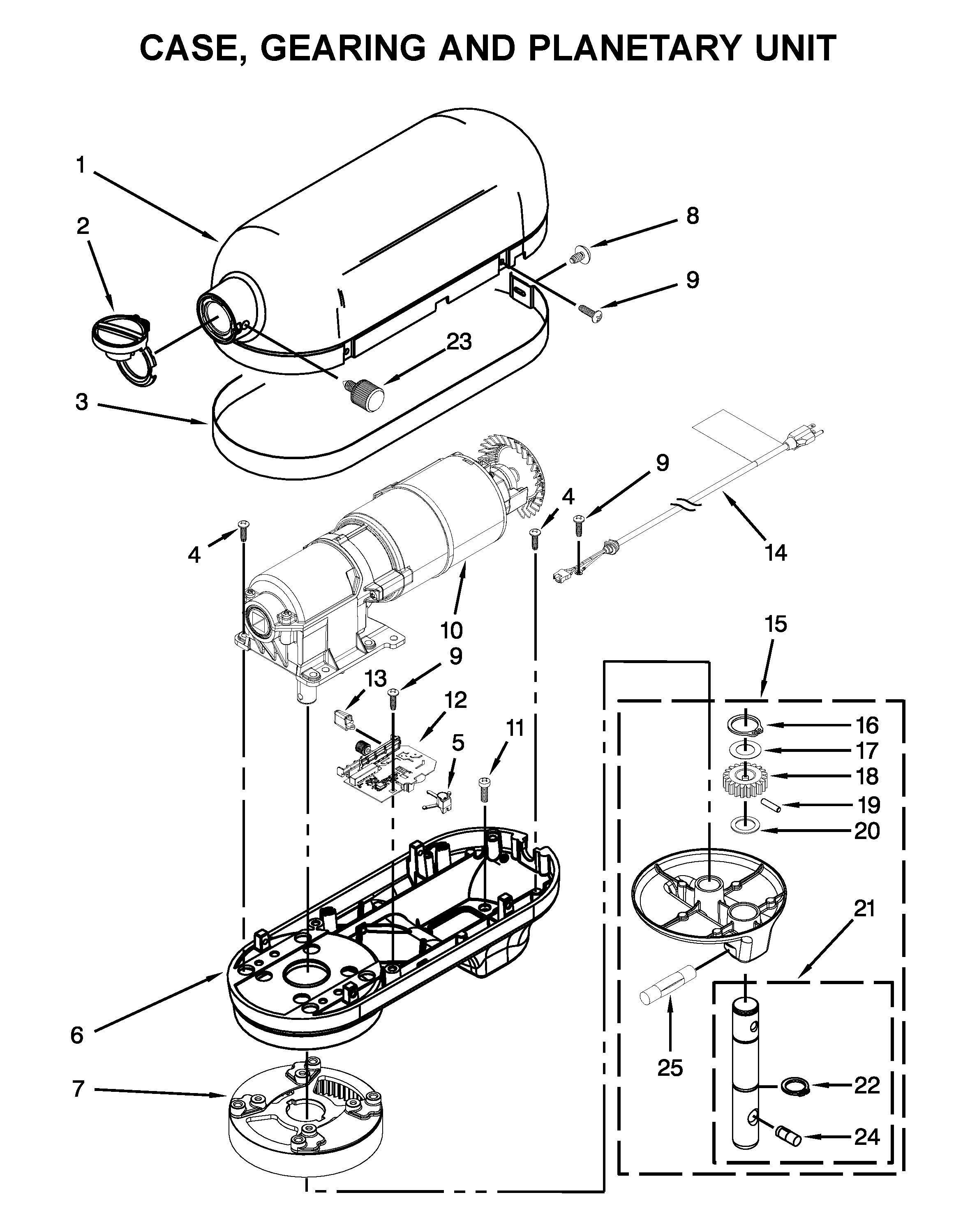 CASE, GEARING AND PLANETARY UNIT