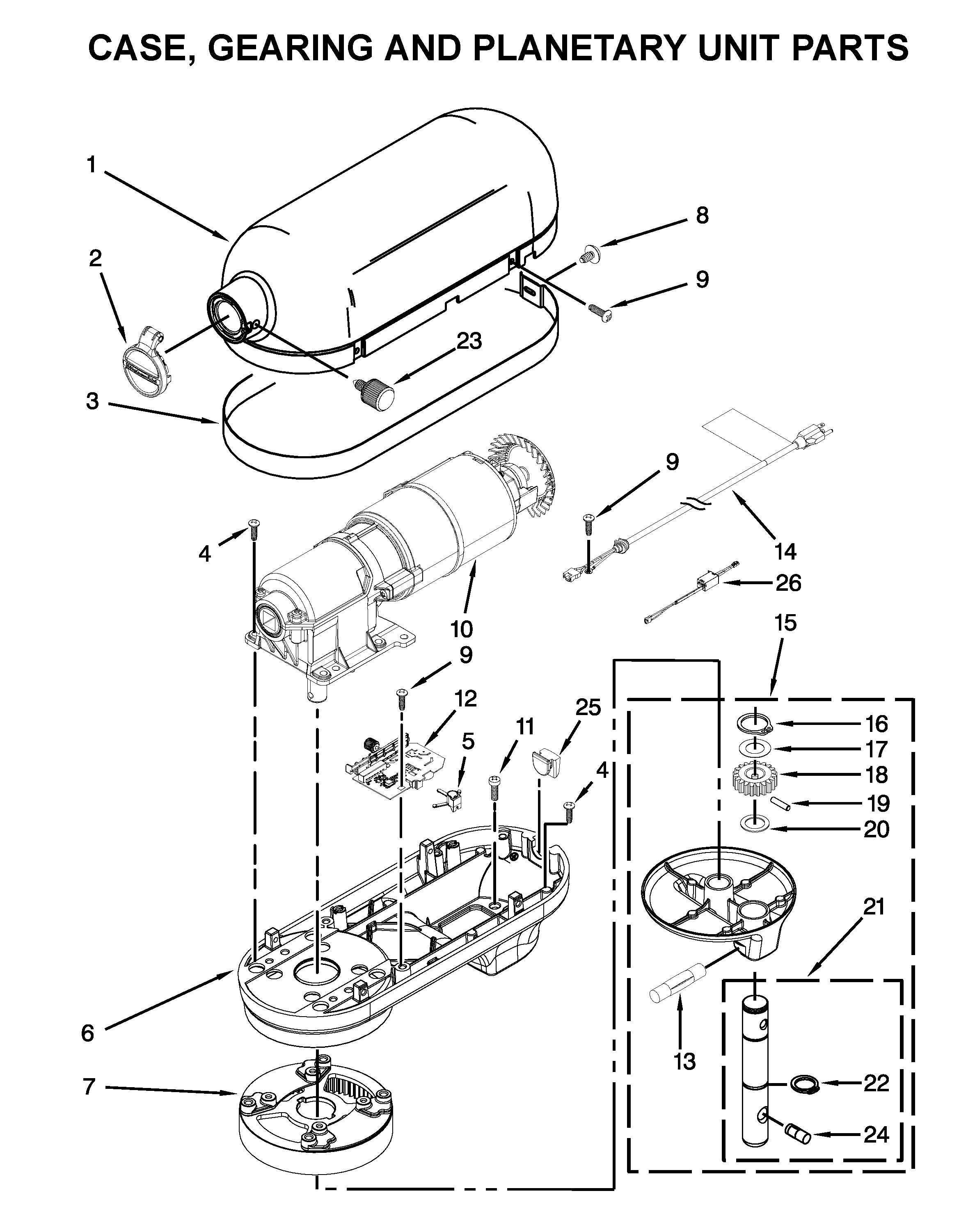 CASE, GEARING AND PLANETARY UNIT PARTS