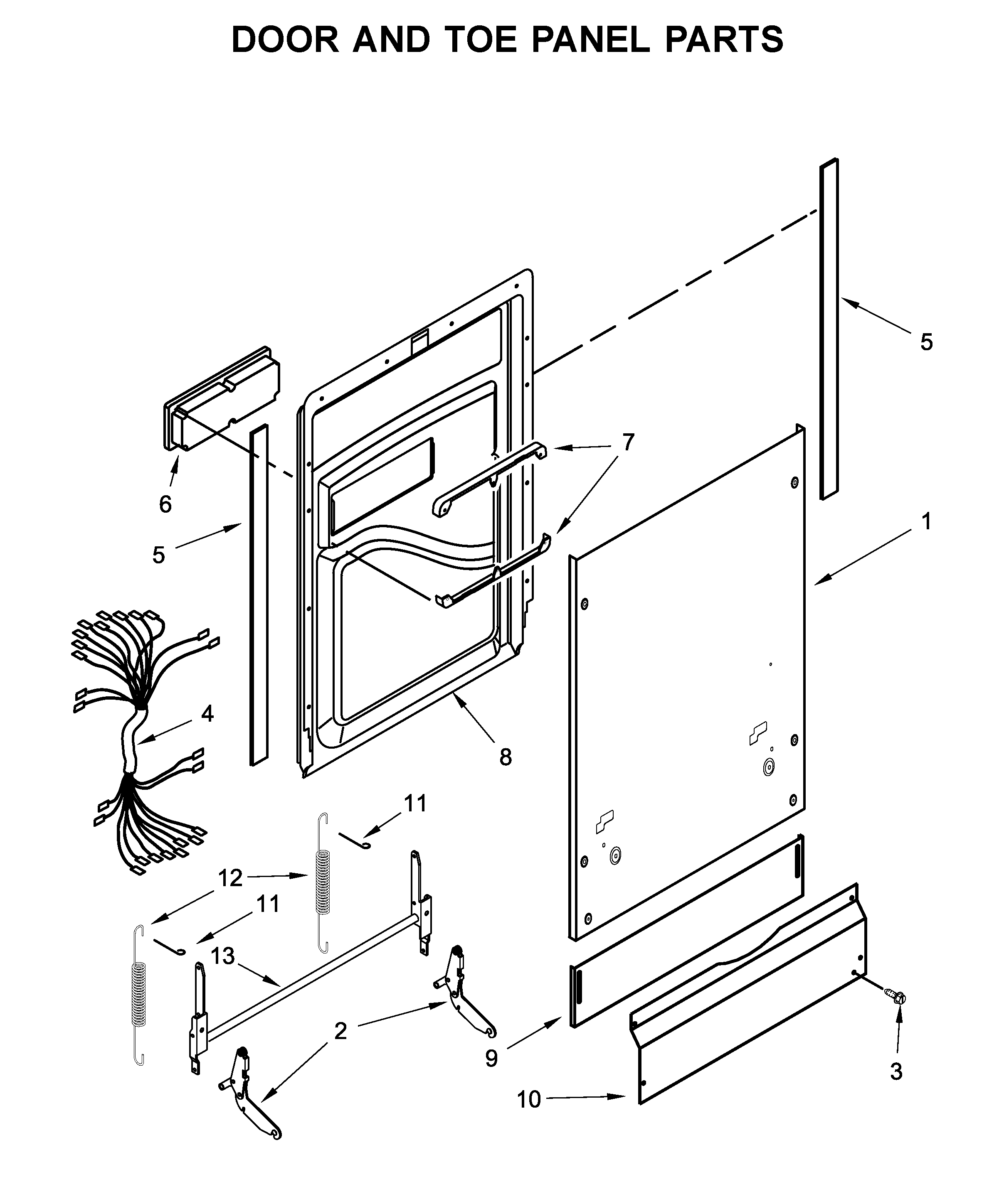 Door and toe panel parts
