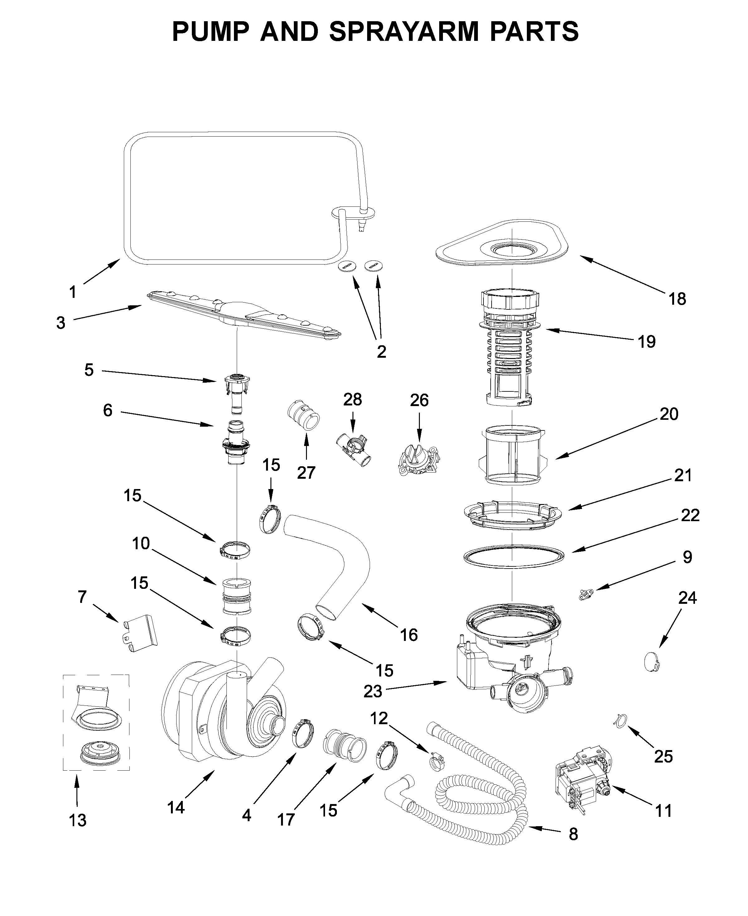 Pump and sprayarm parts