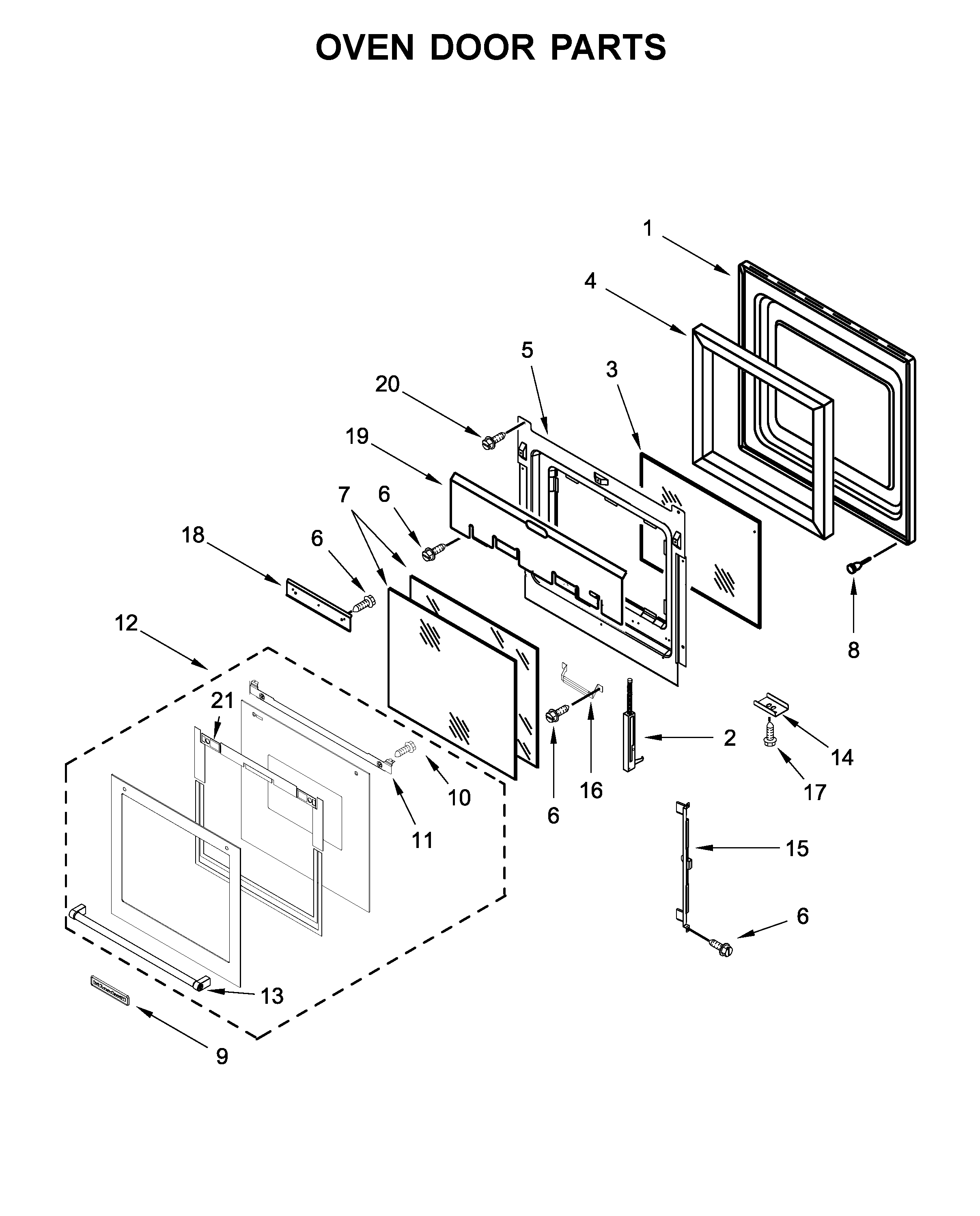 Oven door parts