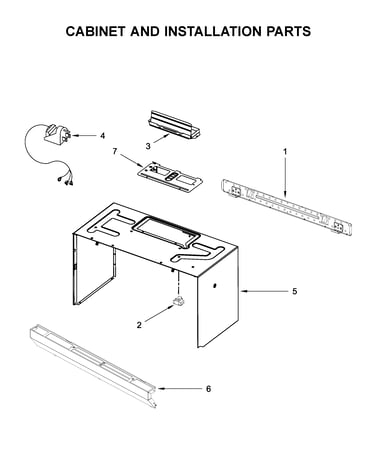 Cabinet and installation parts