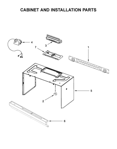 Cabinet and installation parts