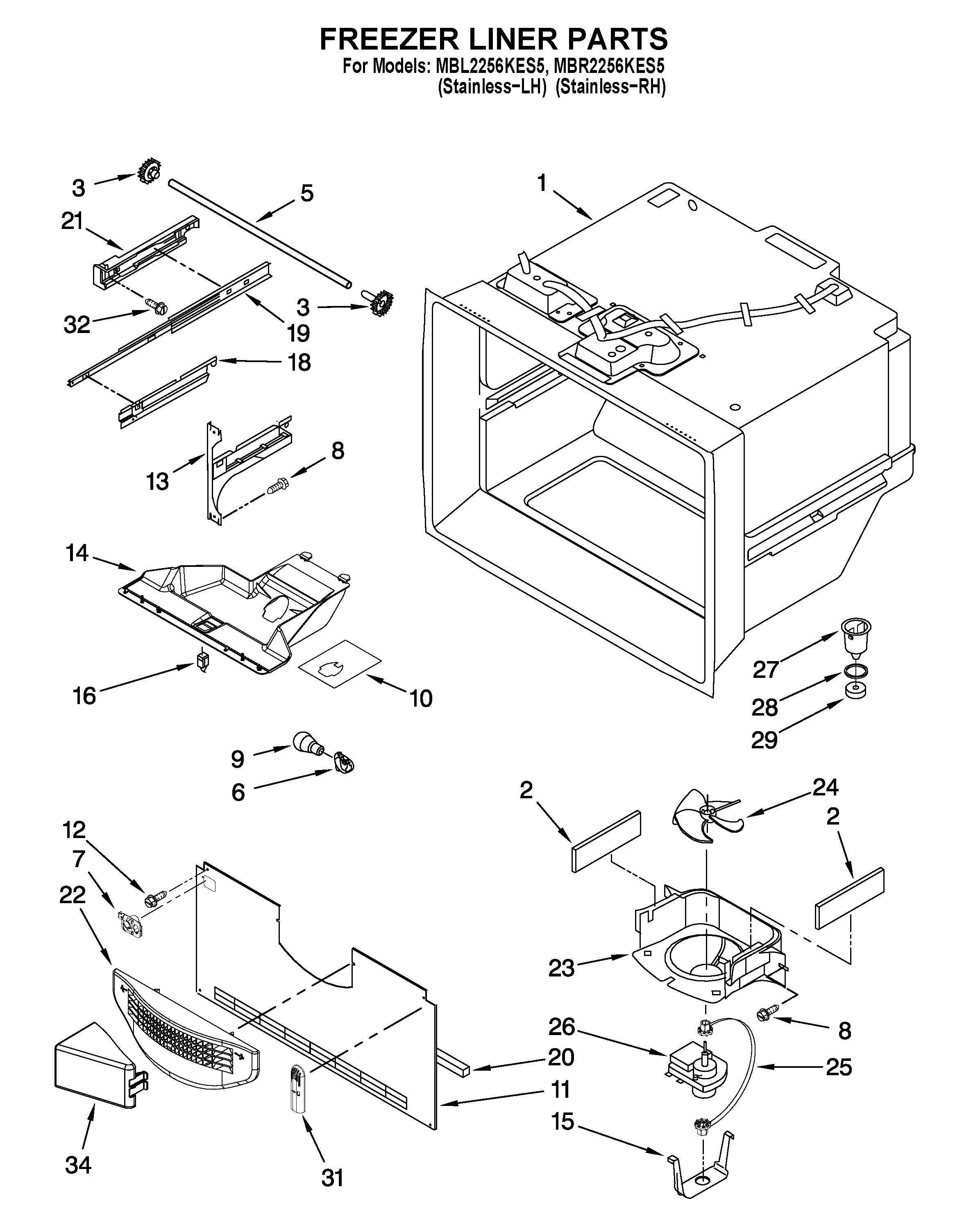 FREEZER LINER PARTS