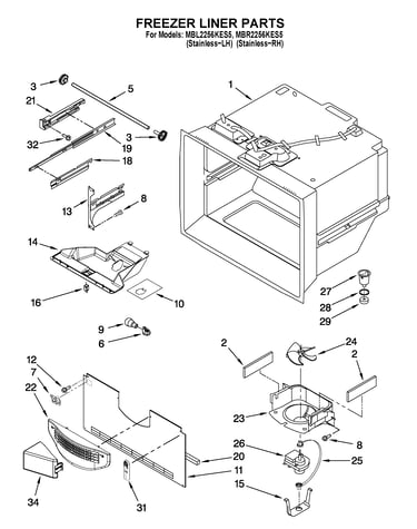 Freezer liner parts