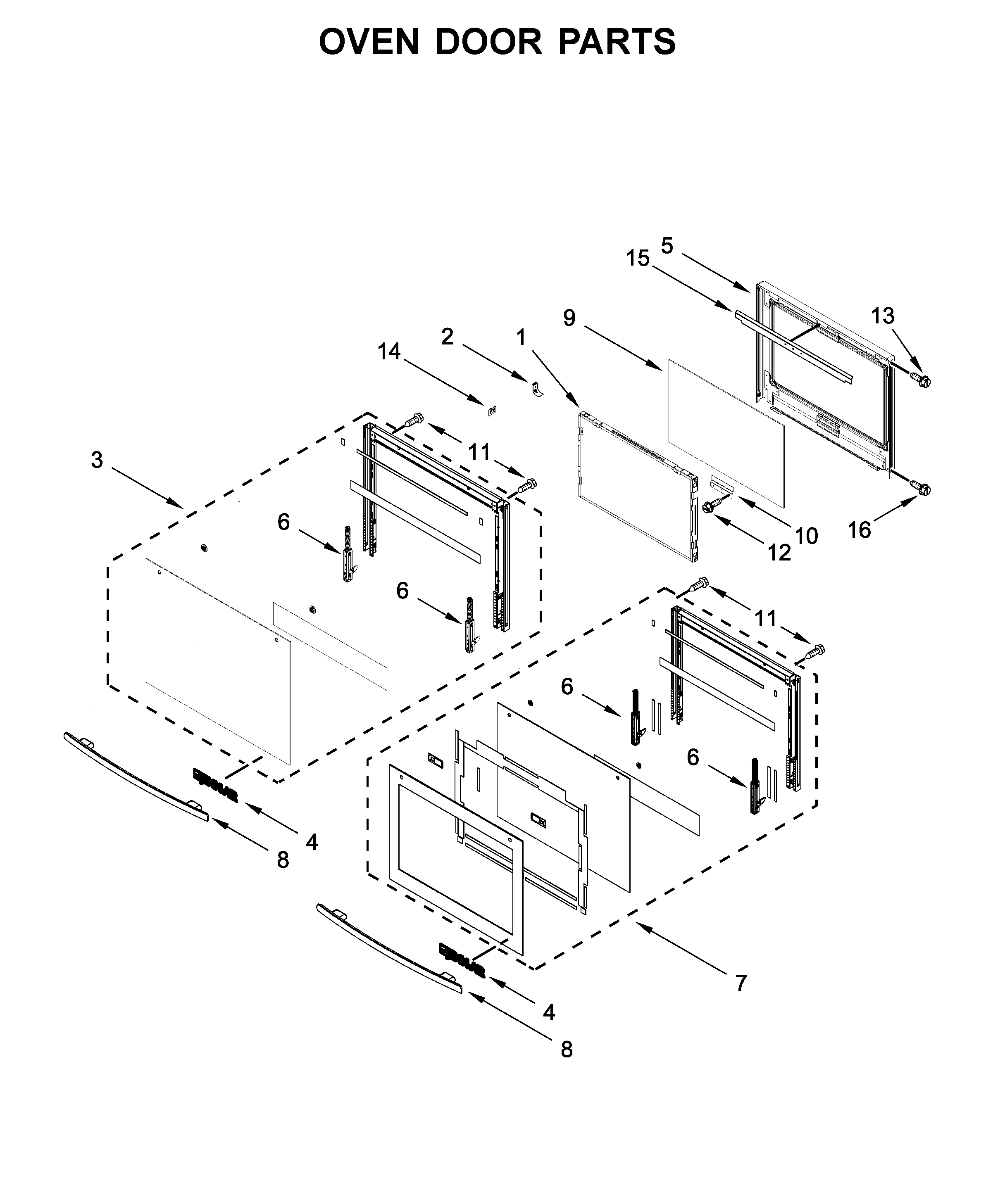 Oven door parts