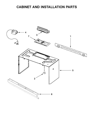 Cabinet and installation parts