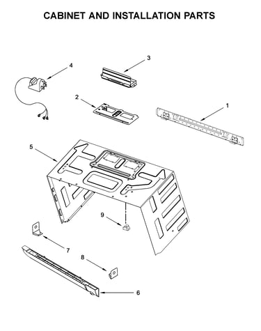 Cabinet and installation parts