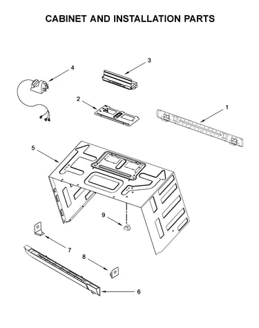 Cabinet and installation parts