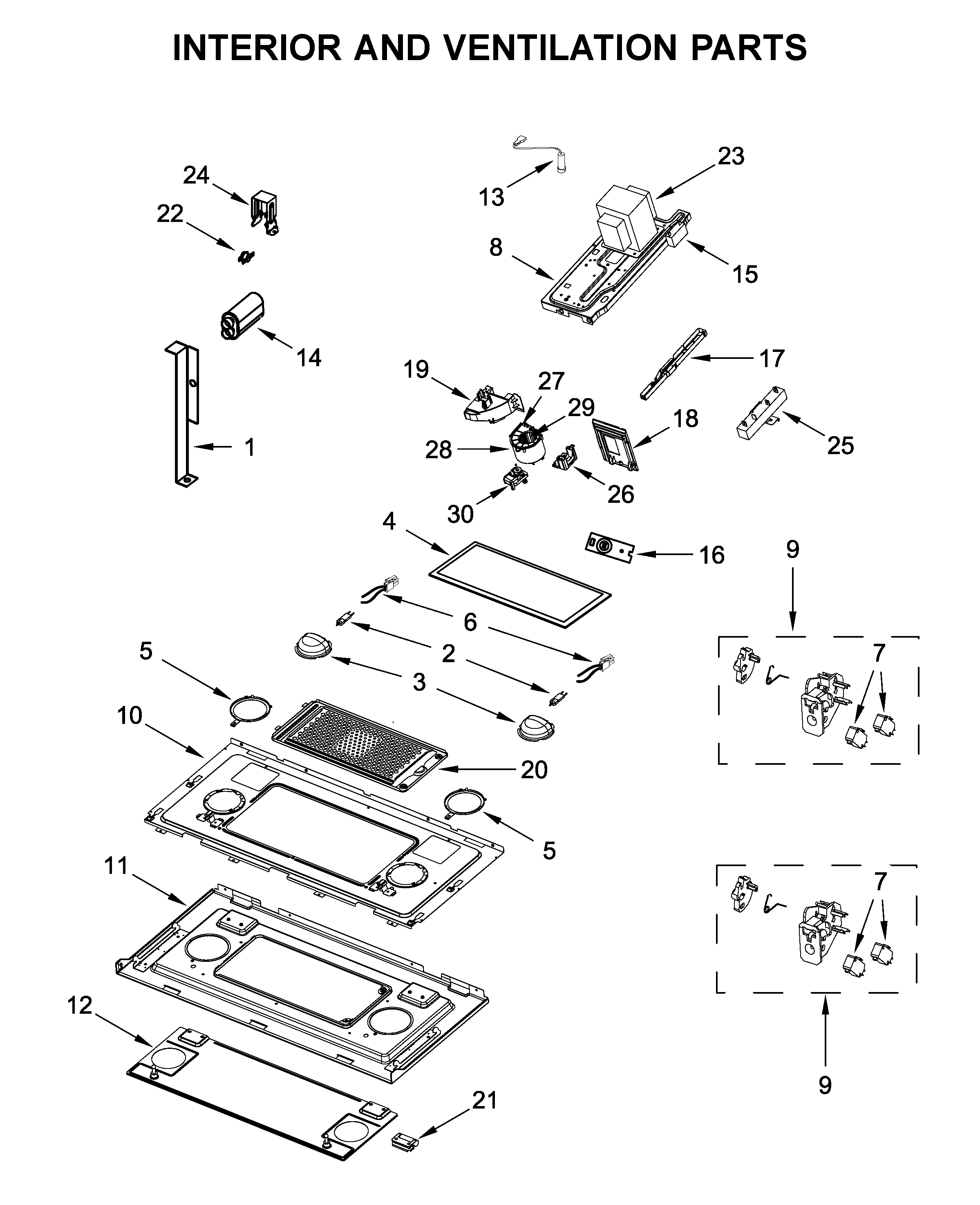 Interior and ventilation parts