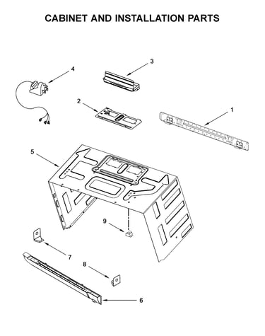 Cabinet and installation parts