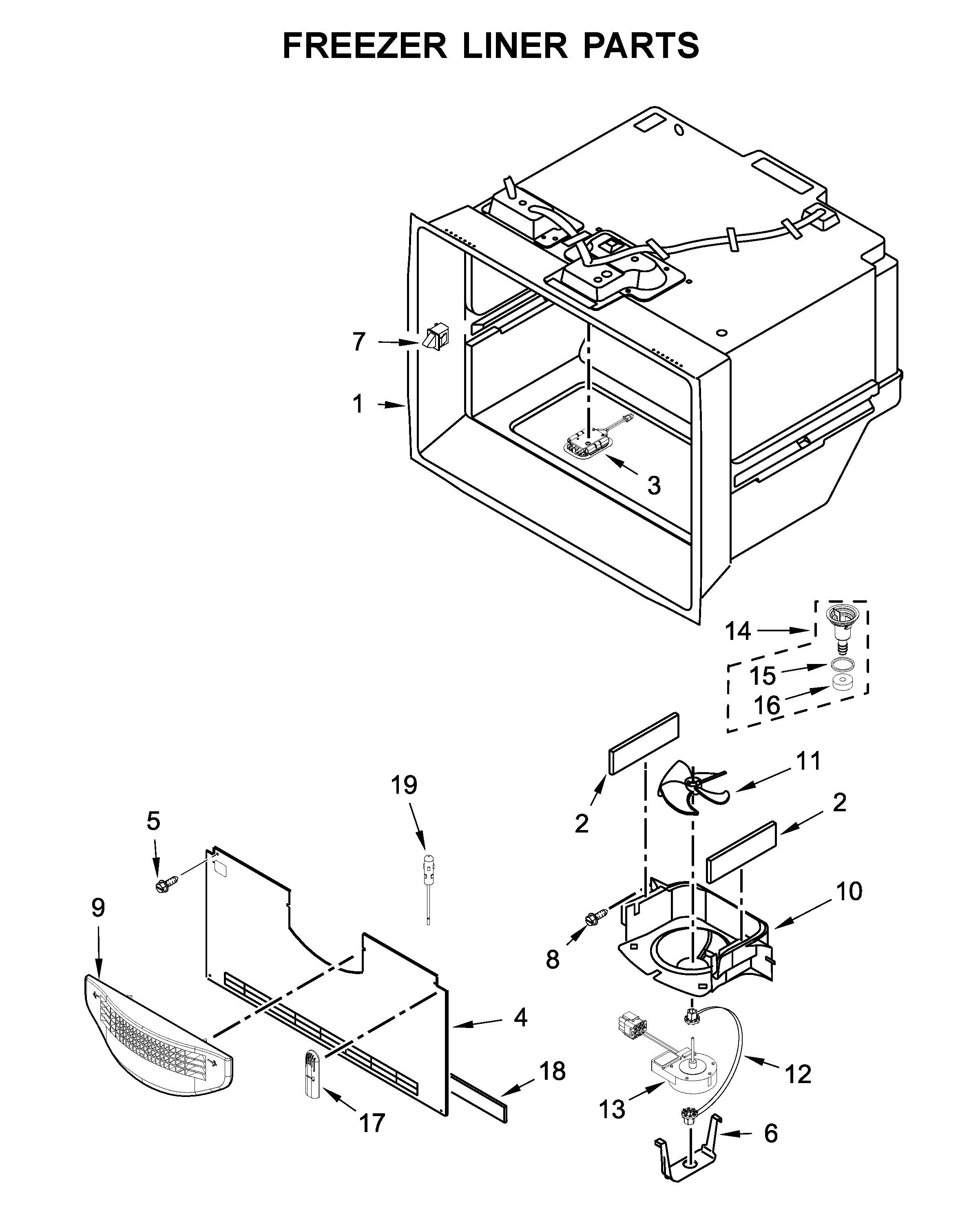 Freezer liner parts