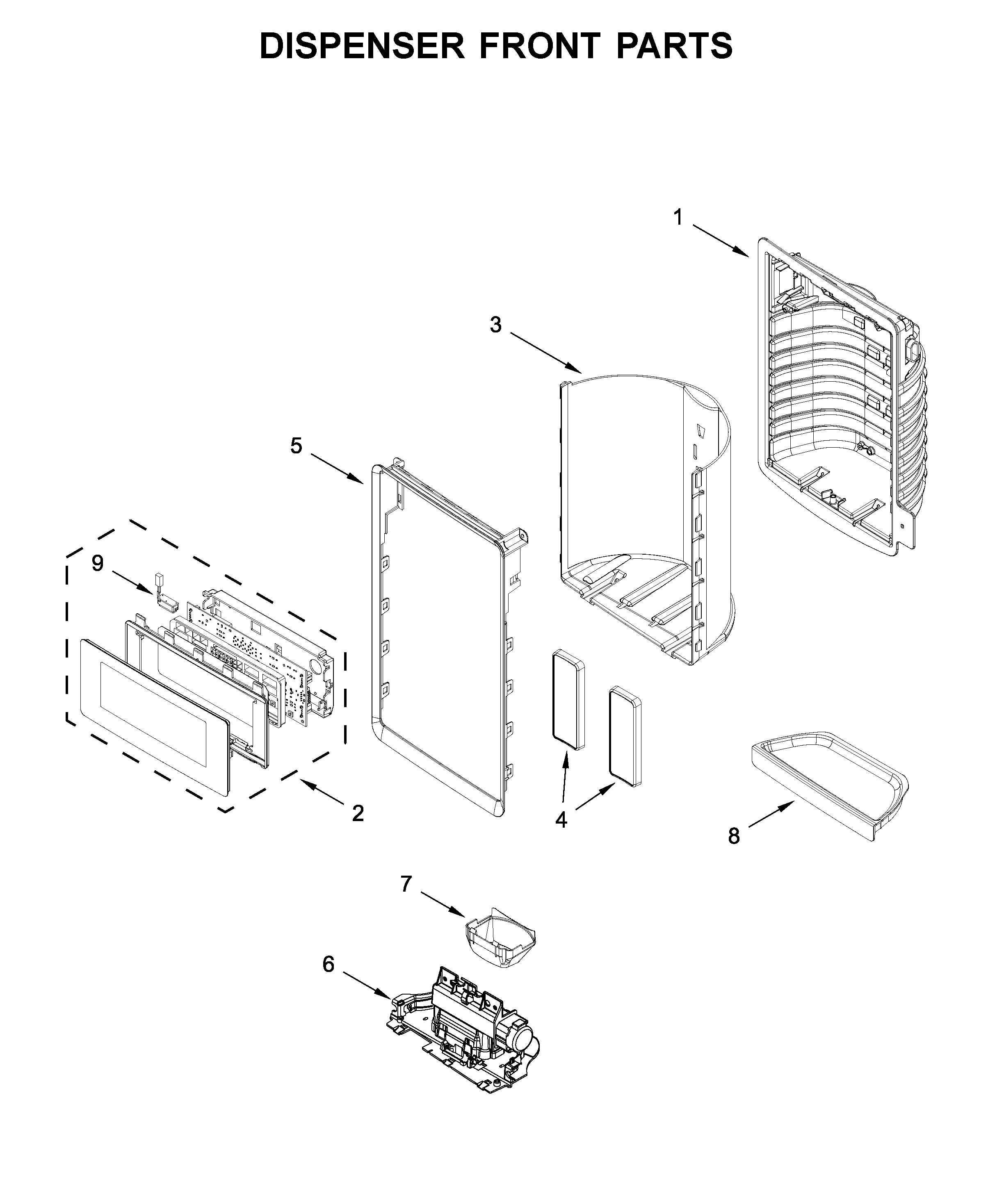Dispenser front parts