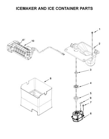 Icemaker and ice container parts