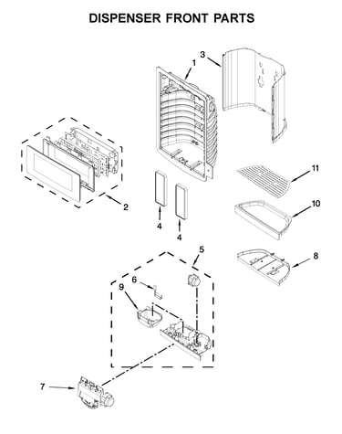 Dispenser front parts