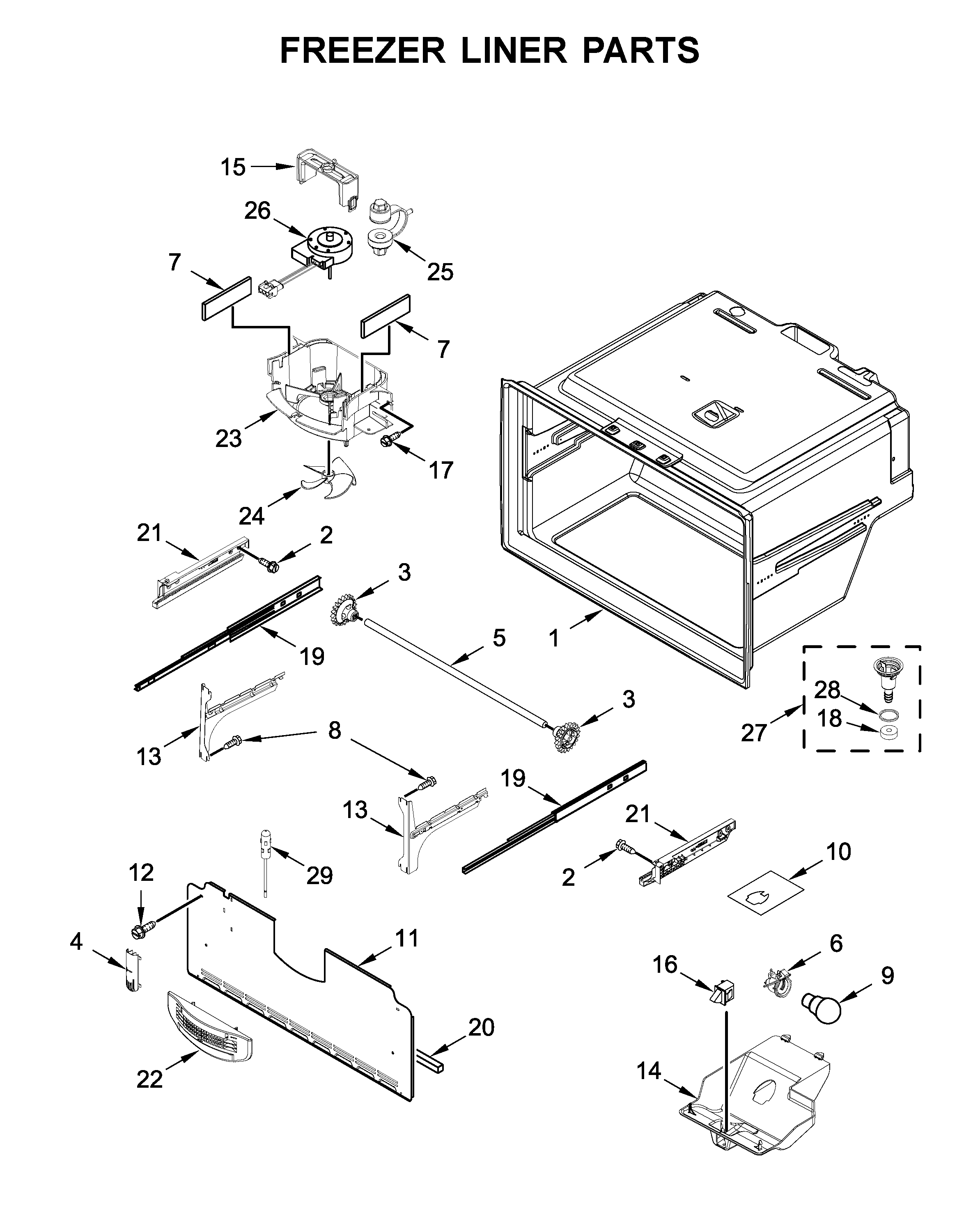 Freezer liner parts