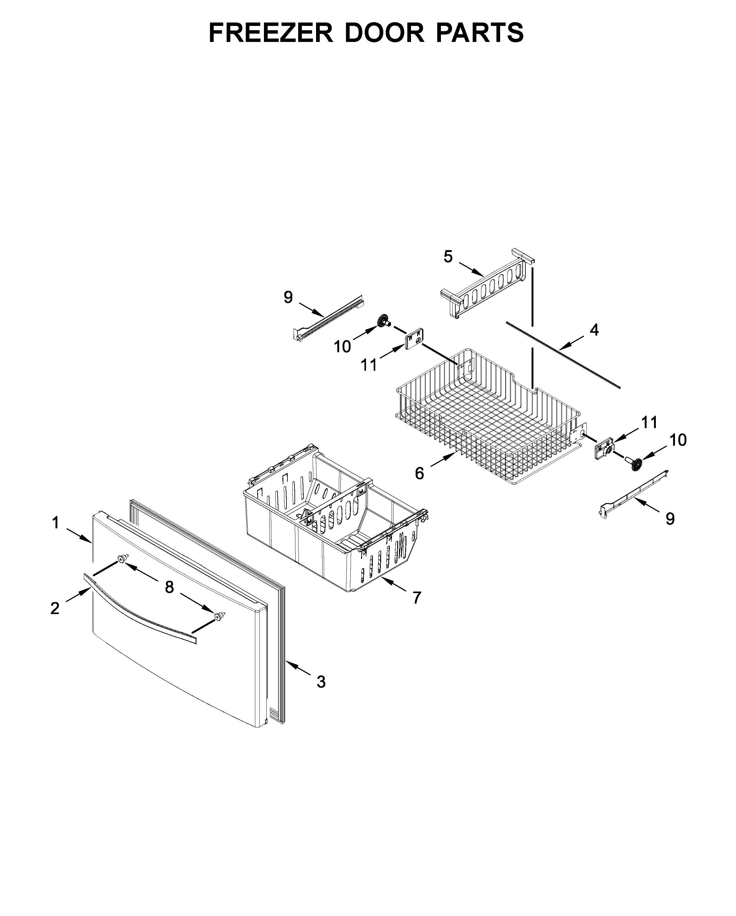 Freezer door parts