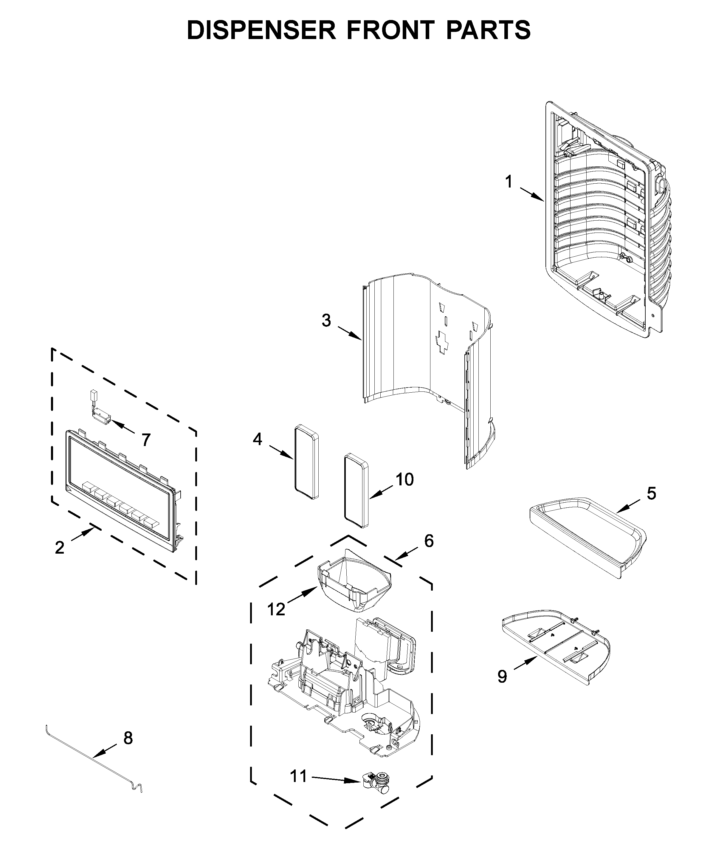 Dispenser front parts