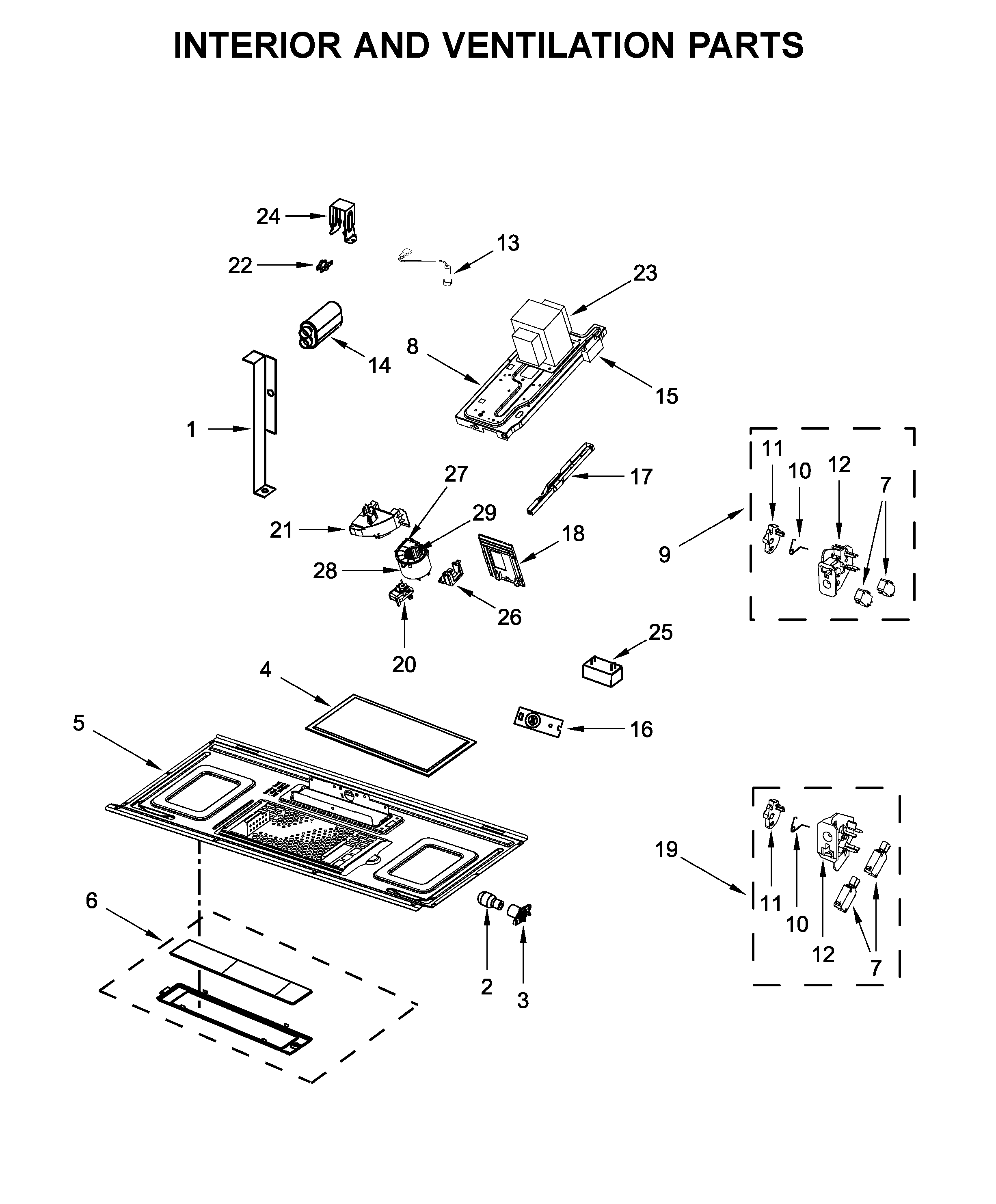 Interior and ventilation parts