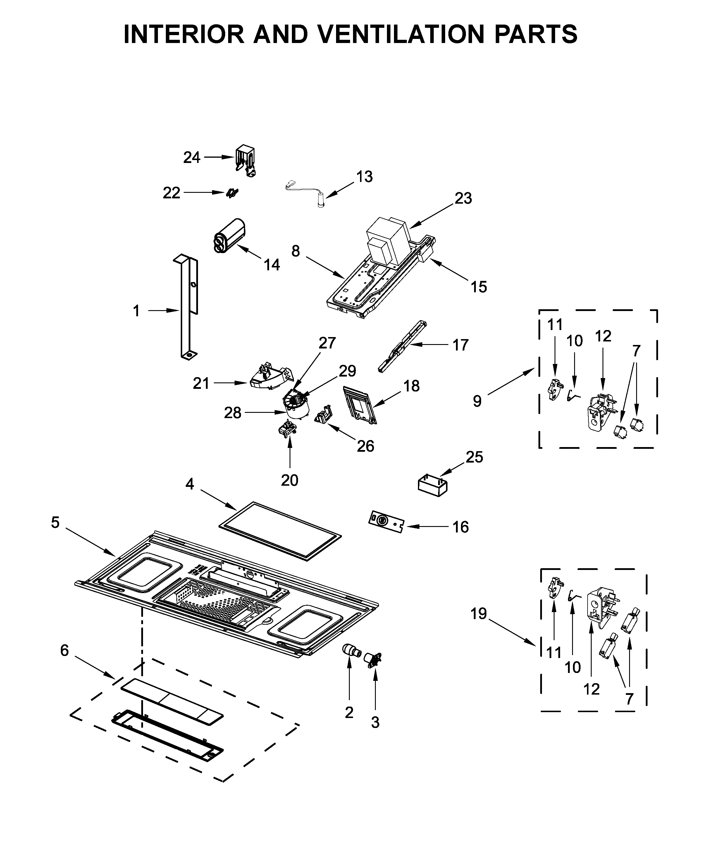 Interior and ventilation parts