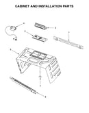 Cabinet and installation parts