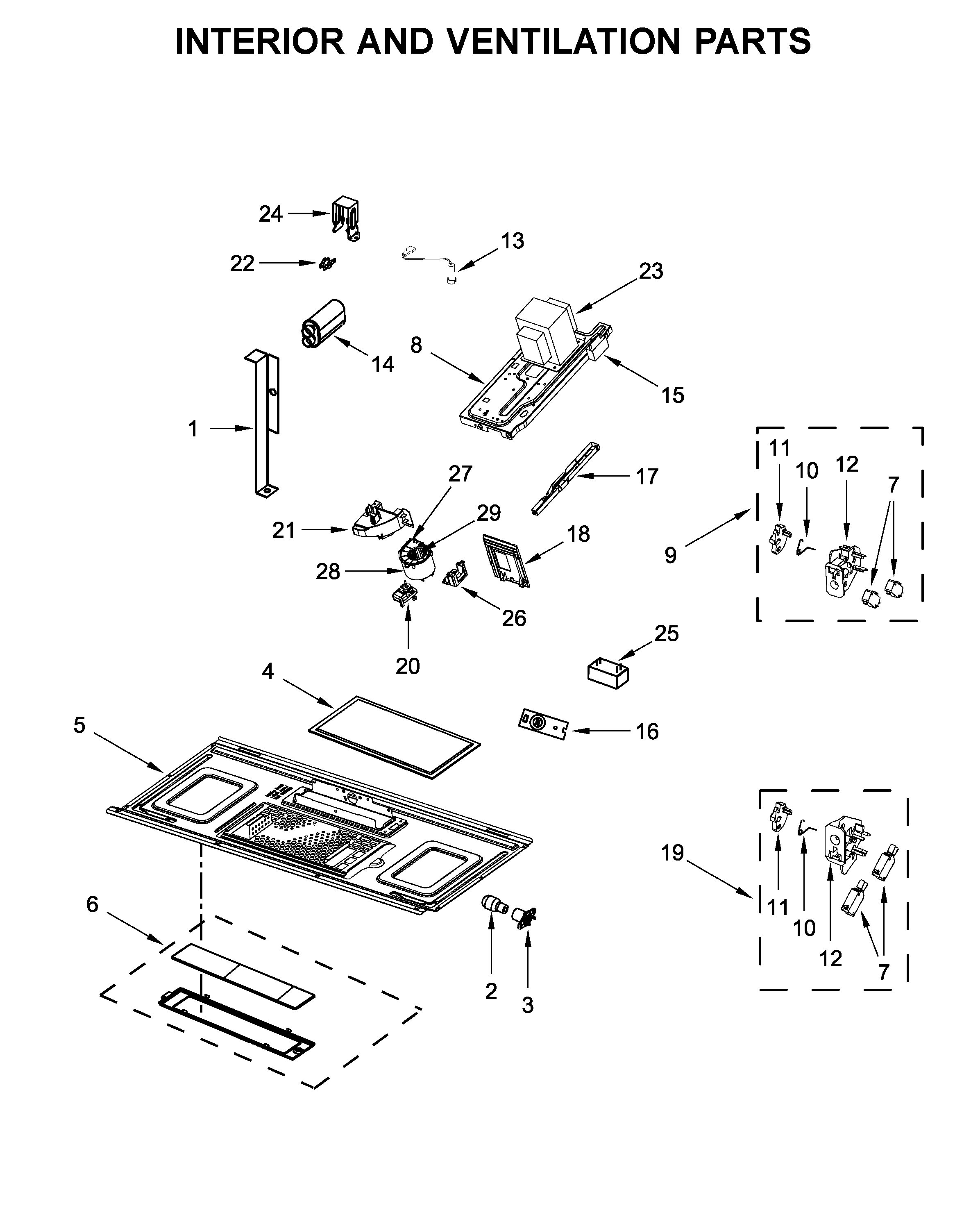 Interior and ventilation parts