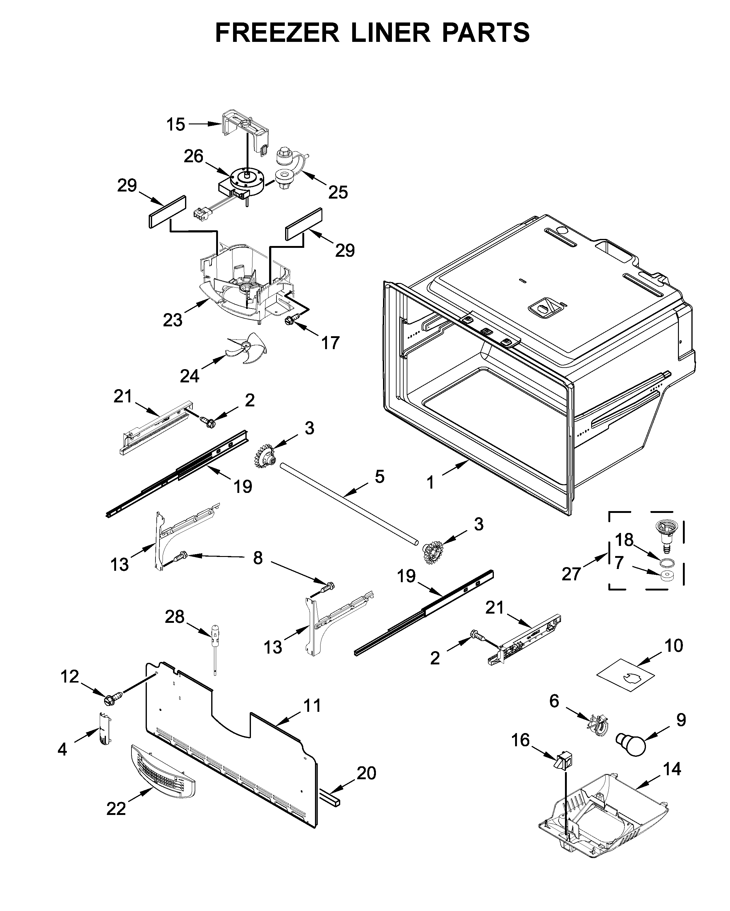 Freezer liner parts
