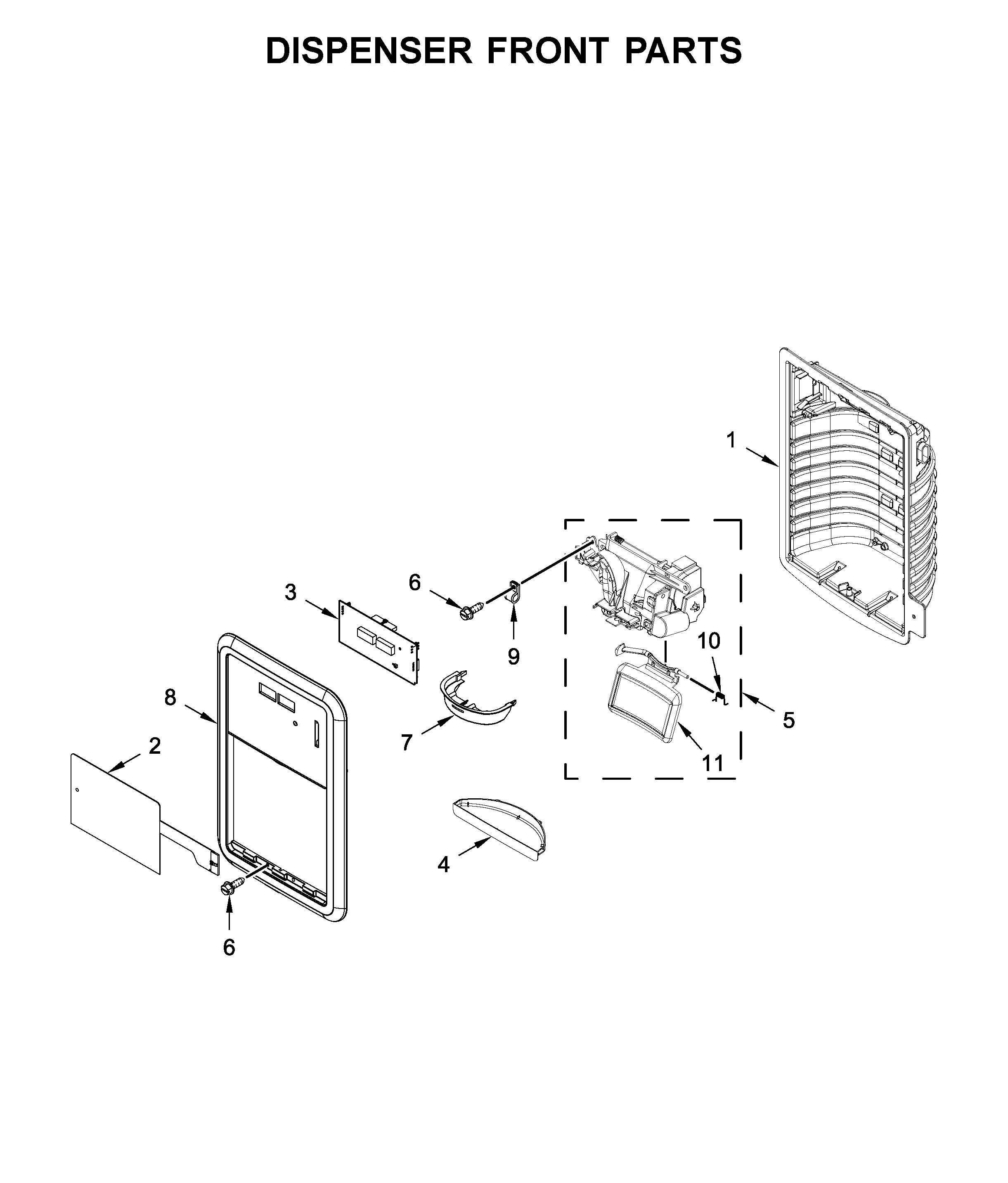 Dispenser front parts