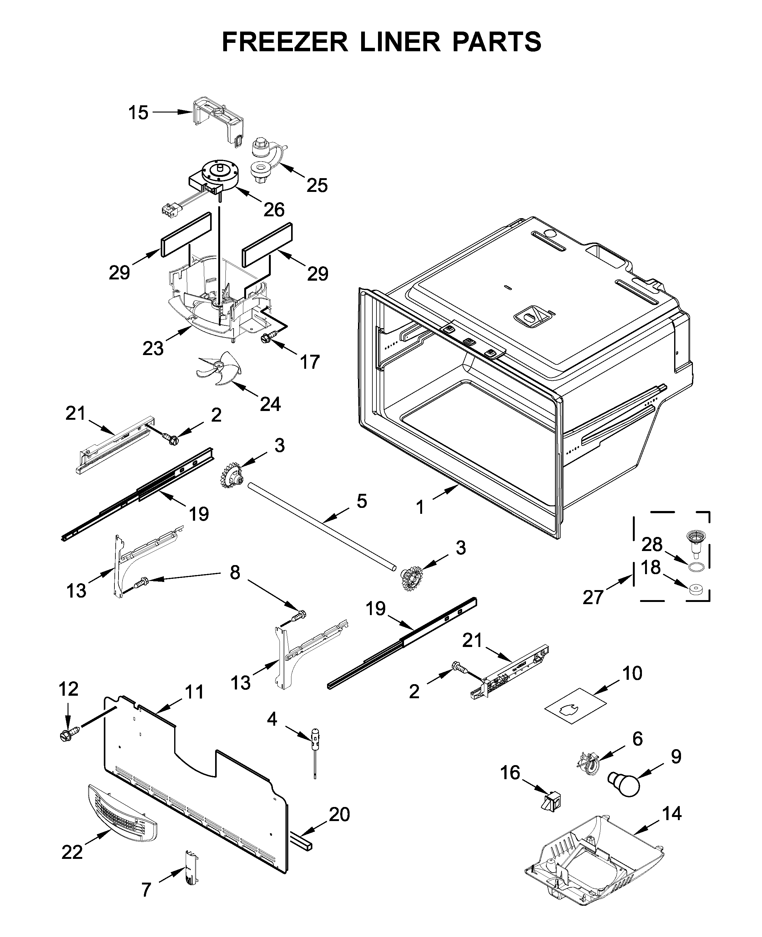 Freezer liner parts