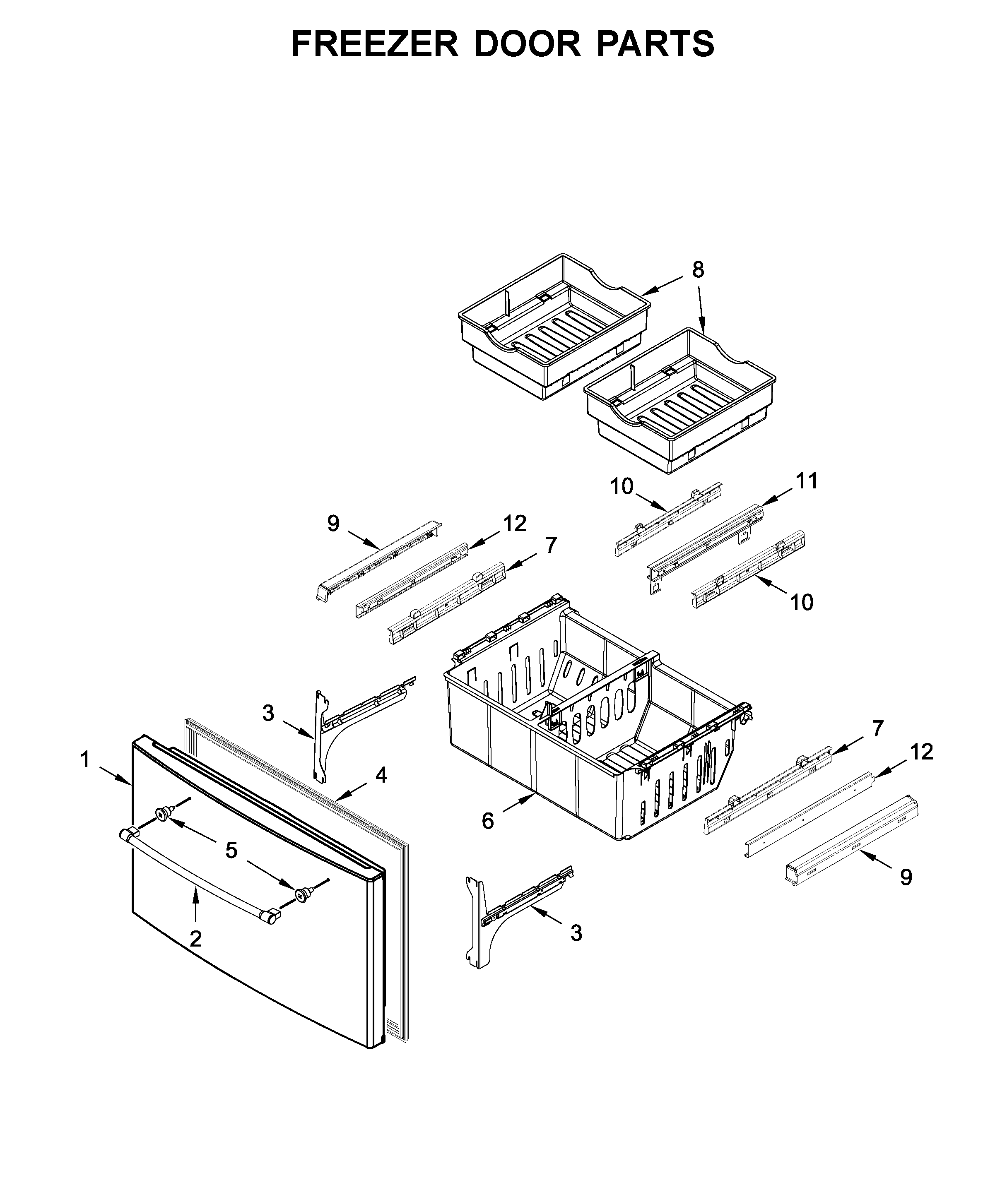 Freezer door parts