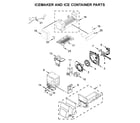 Maytag MFI2269FRZ03 icemaker and ice container parts diagram