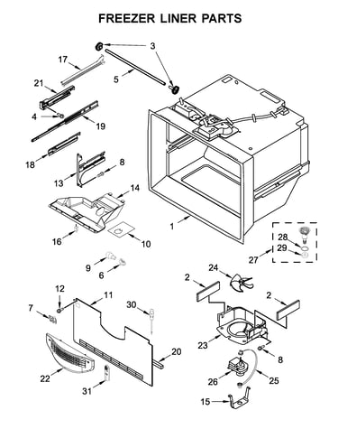 Freezer liner parts