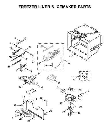 Freezer liner & icemaker parts