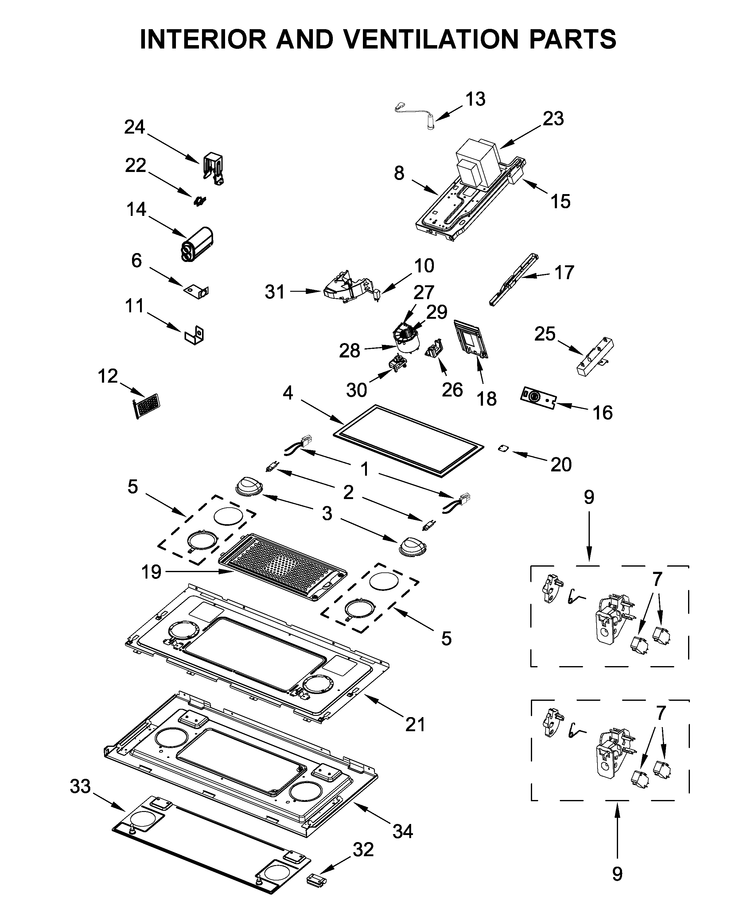 Interior and ventilation parts