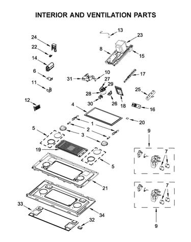 Interior and ventilation parts