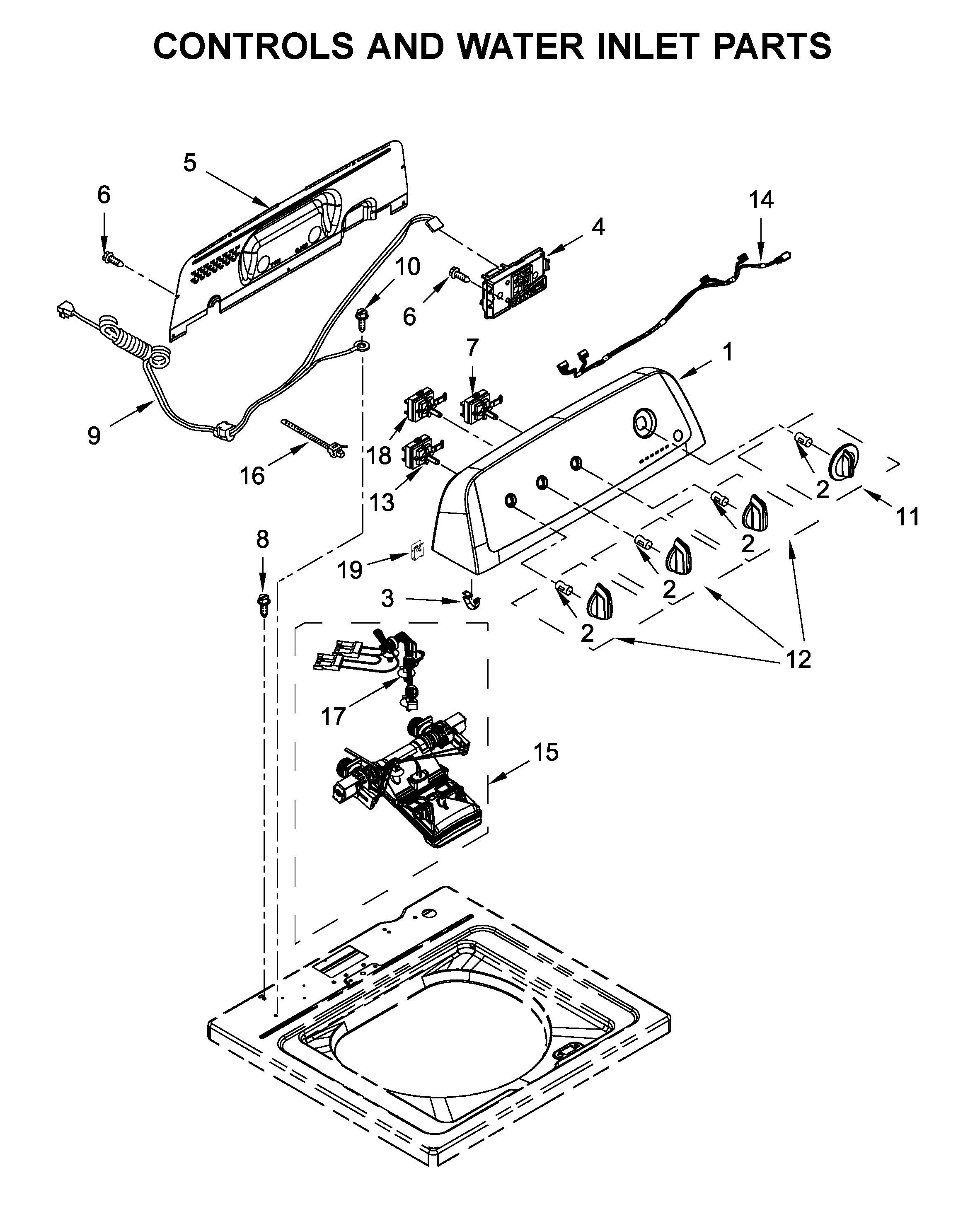 Controls and water inlet parts