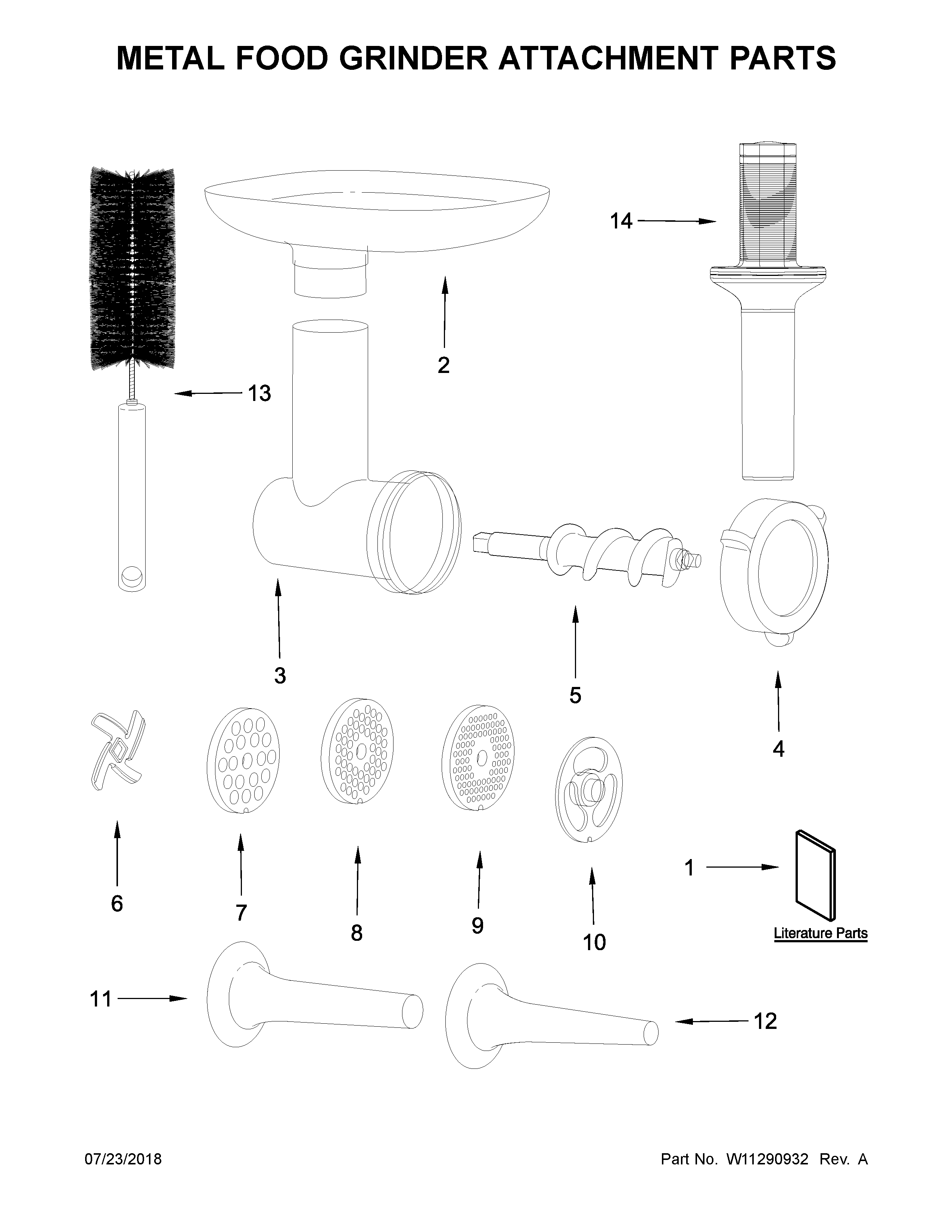 METAL FOOD GRINDER ATTACHMENT PARTS