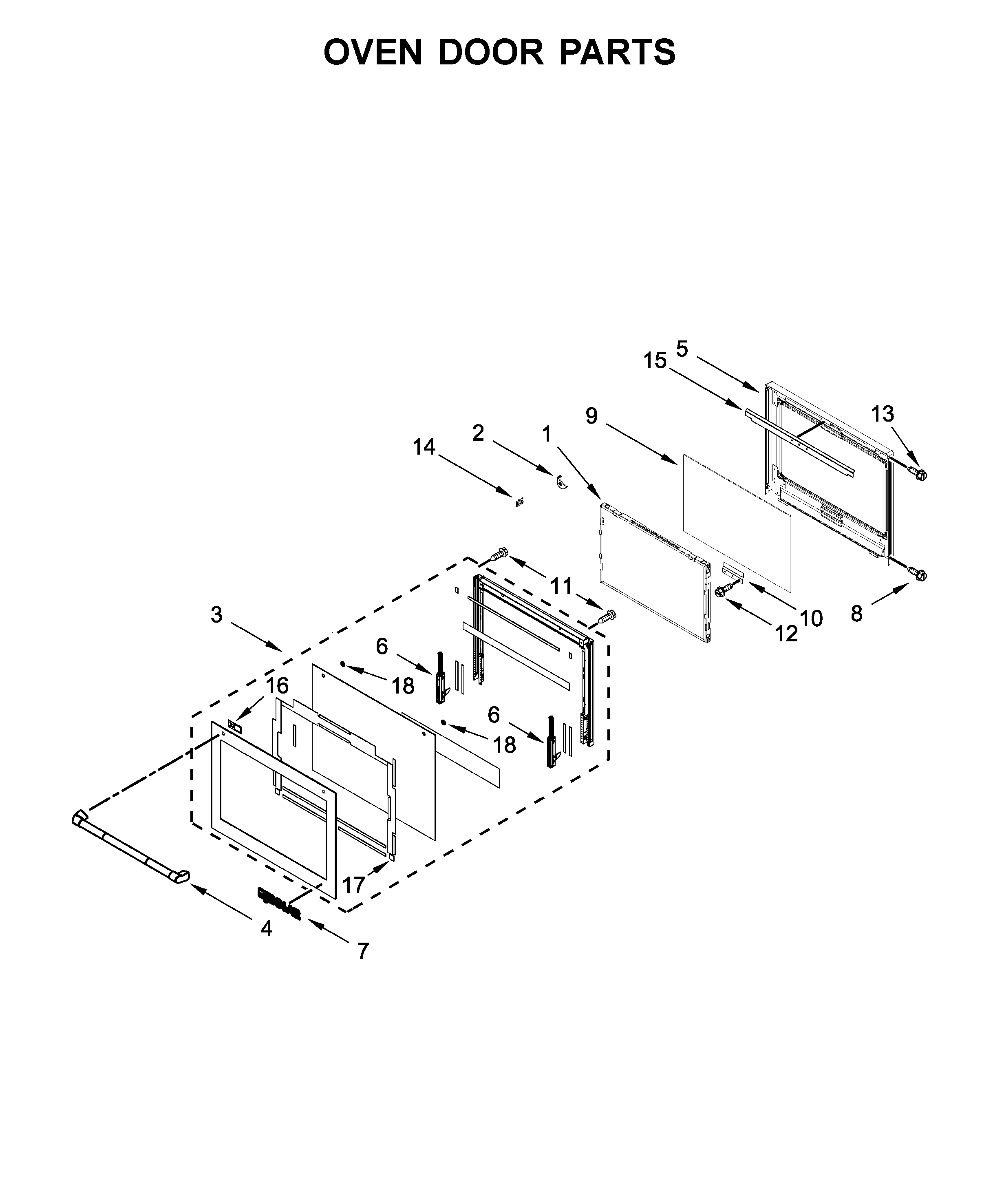 Oven door parts