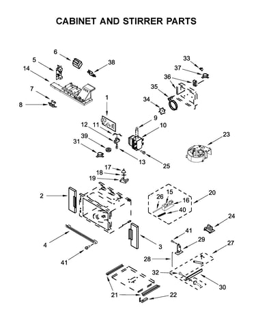 Cabinet and stirrer parts