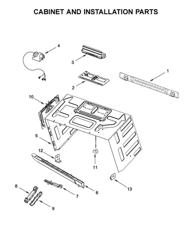 Cabinet and installation parts