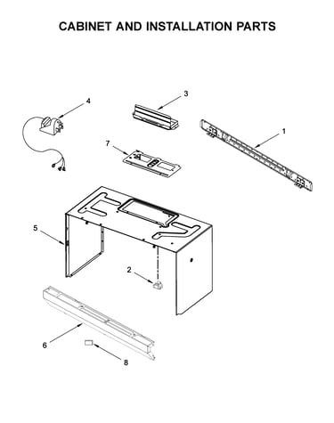 Cabinet and installation parts