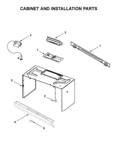 Cabinet and installation parts