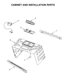 Cabinet and installation parts