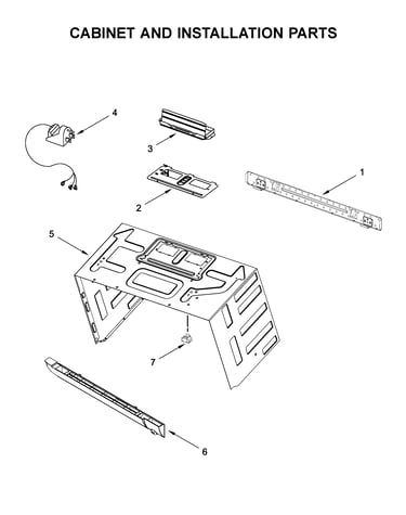 Cabinet and installation parts