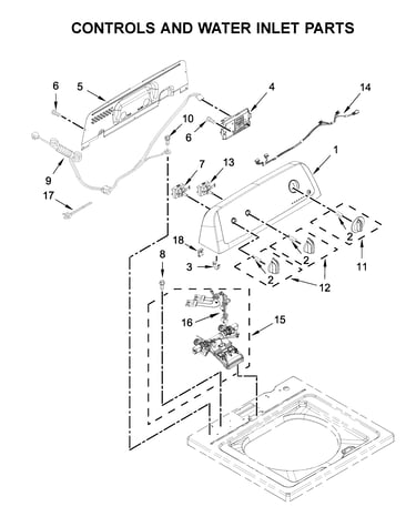 Controls and water inlet parts