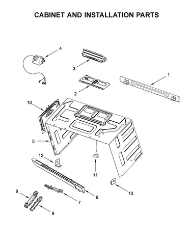 Cabinet and installation parts