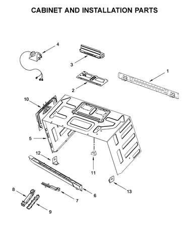 Cabinet and installation parts