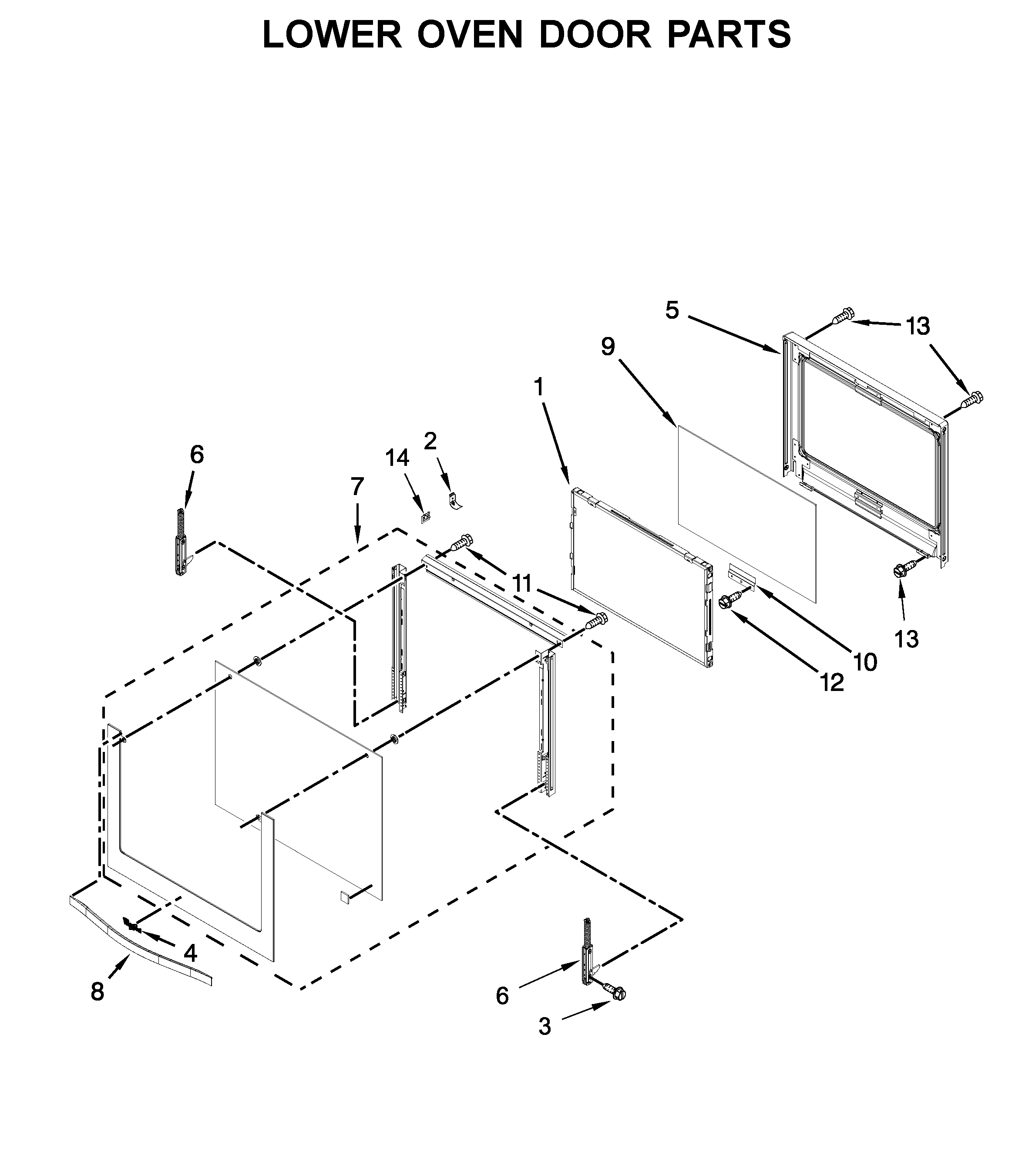 Lower oven door parts